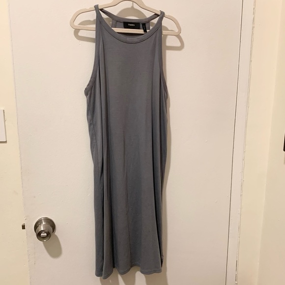 THEORY racer back mini dress light blue small - Picture 2 of 5